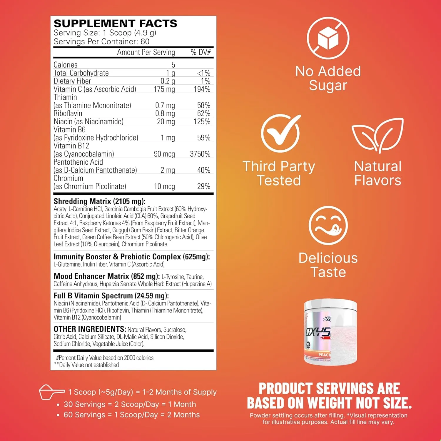 Oxyshred - Thermogenic Burner - EHPlabs - 60 servings - Afbeelding 4